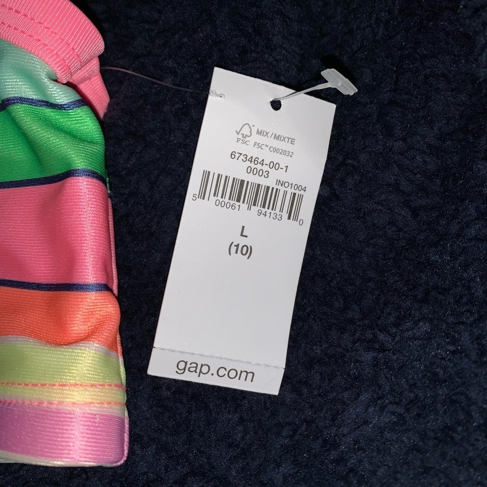 Girls GAP pink striped swimsuit top - Picture 2 of 5